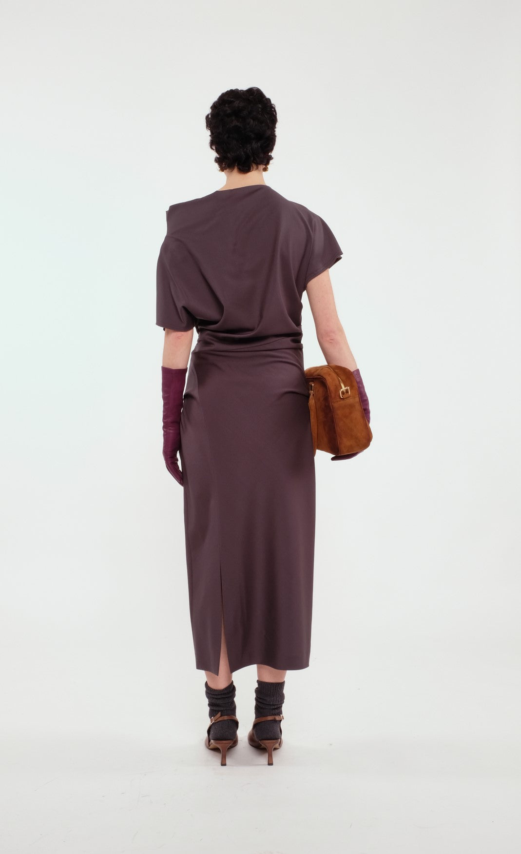 Guanti in vera pelle viola