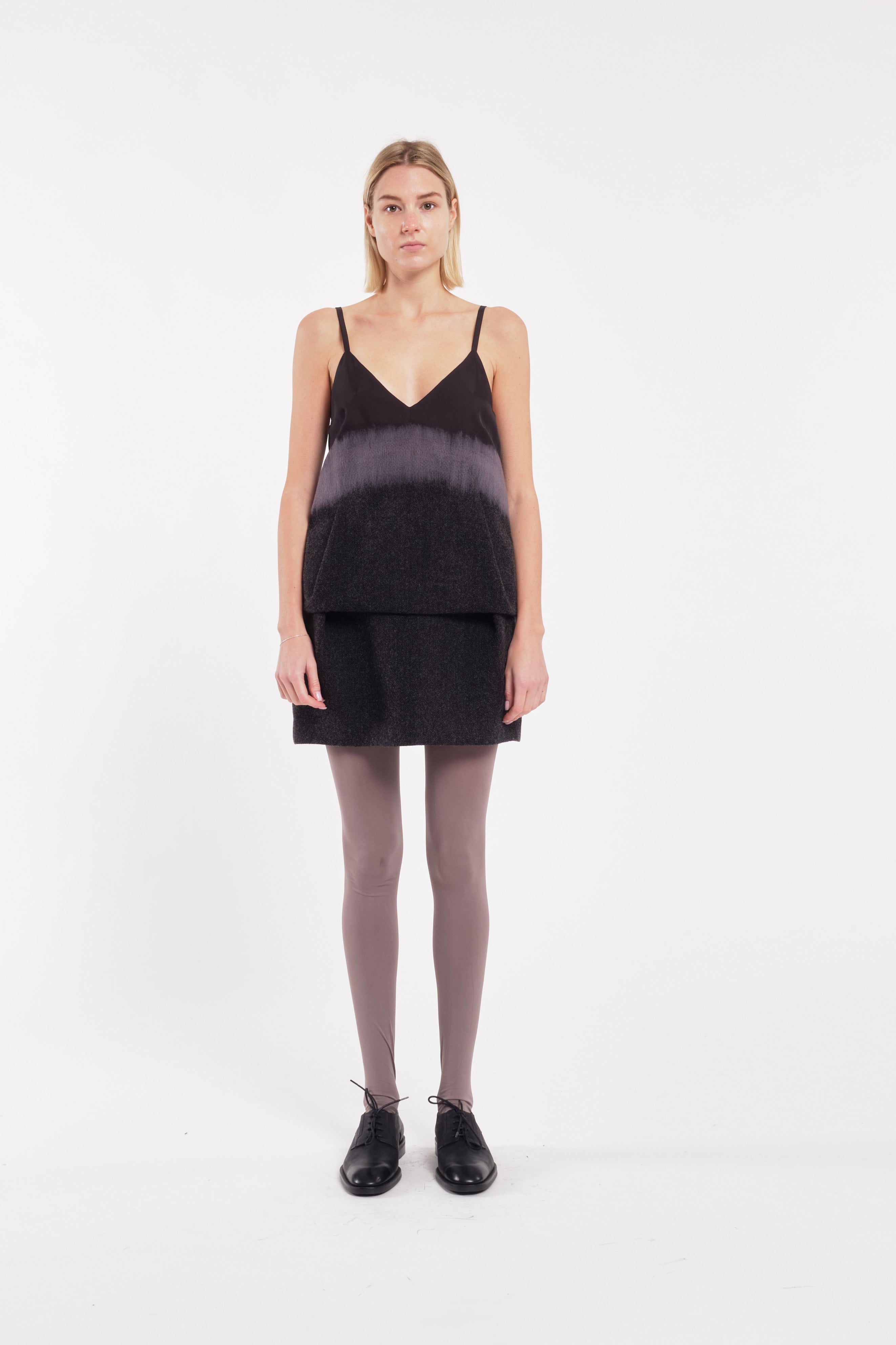 Anthracite Grey Balloon Mini Skirt In Wool Cloth