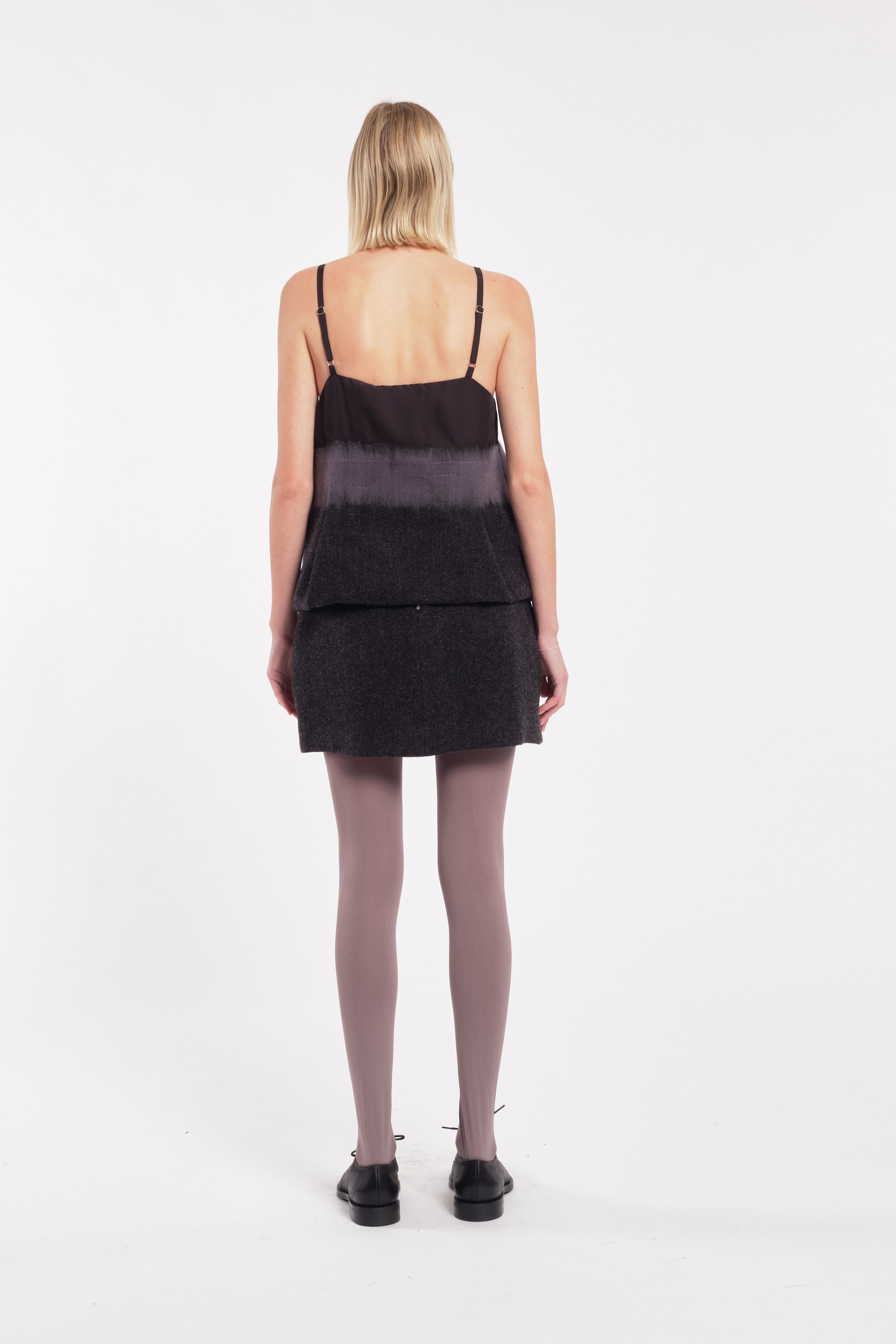 Anthracite Grey Balloon Mini Skirt In Wool Cloth
