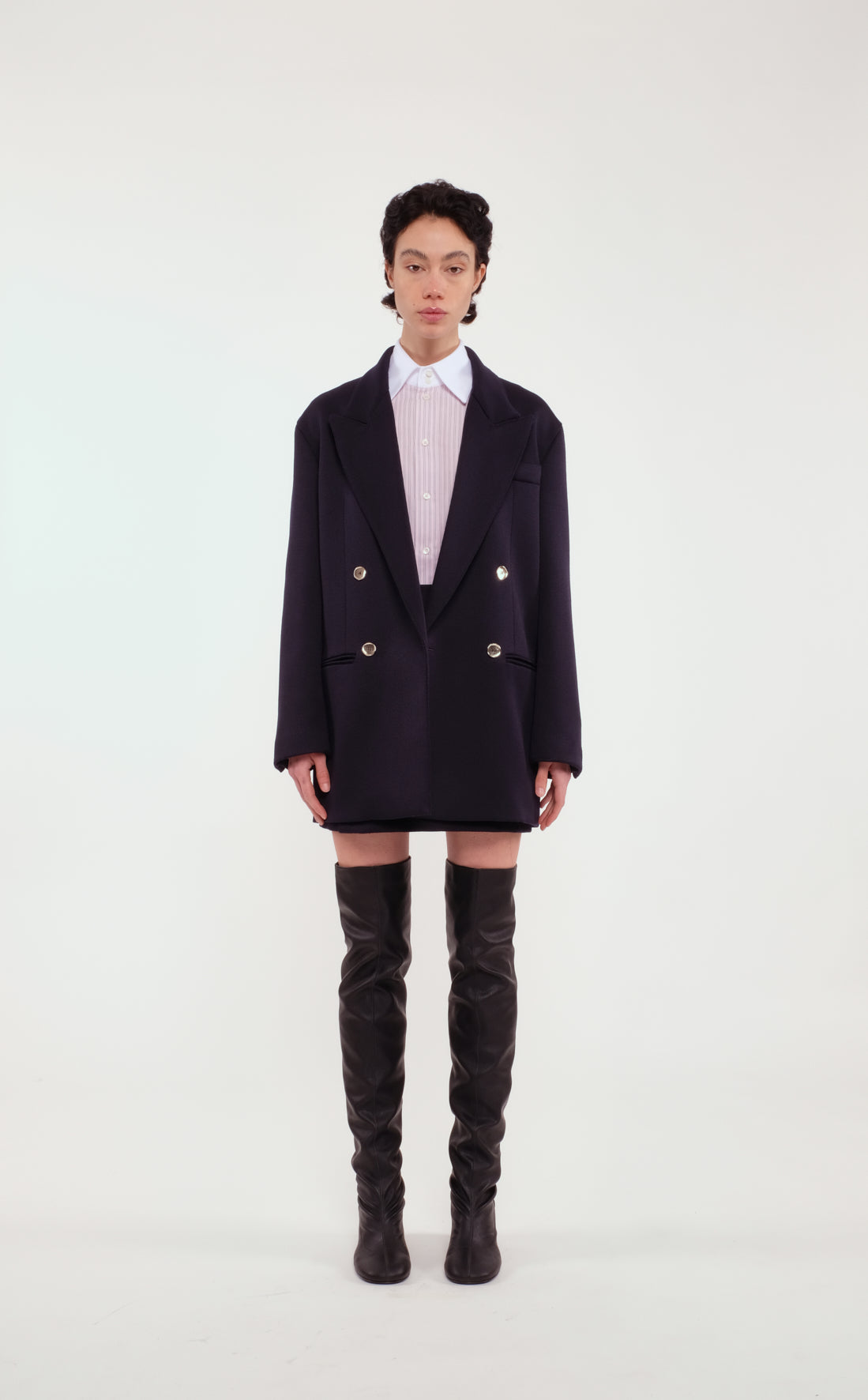 Wool Mini Skirt In Deep Navy