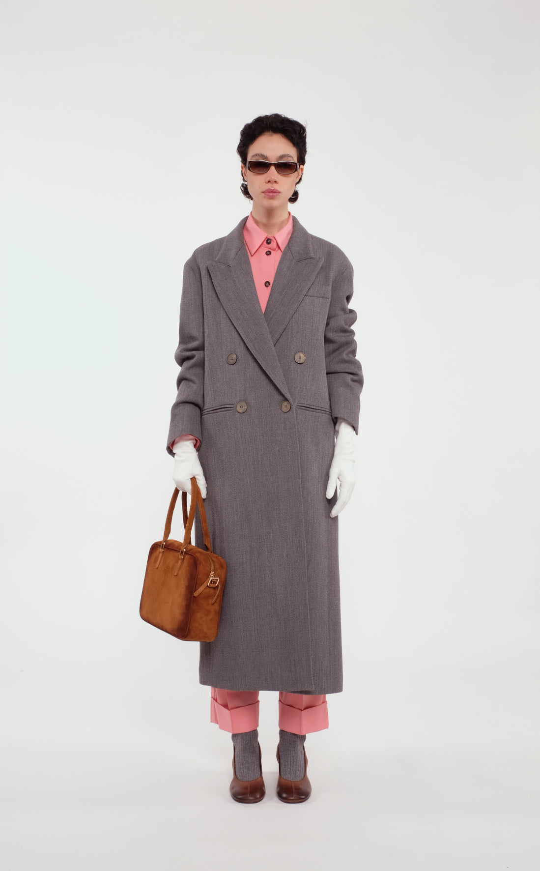 Grey Long Wool Coat