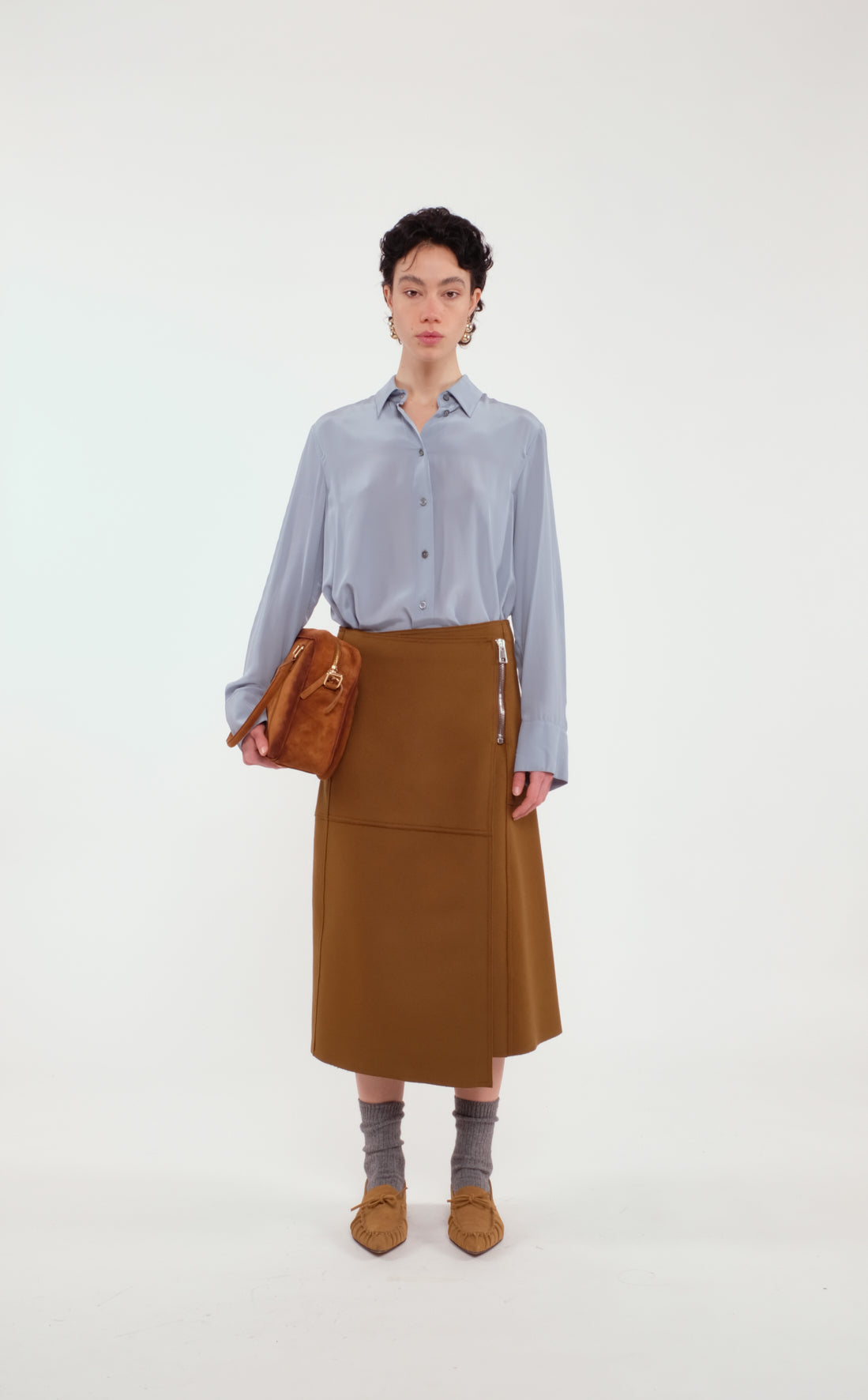 Long-Sleeved Light Blue Shirt In Fluid Viscose