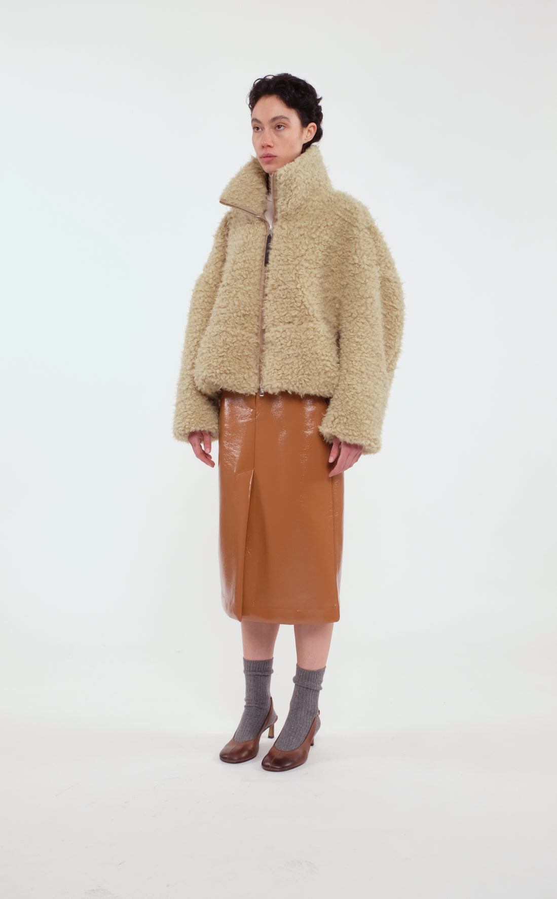 Light Green Zip-Up Teddy Jacket