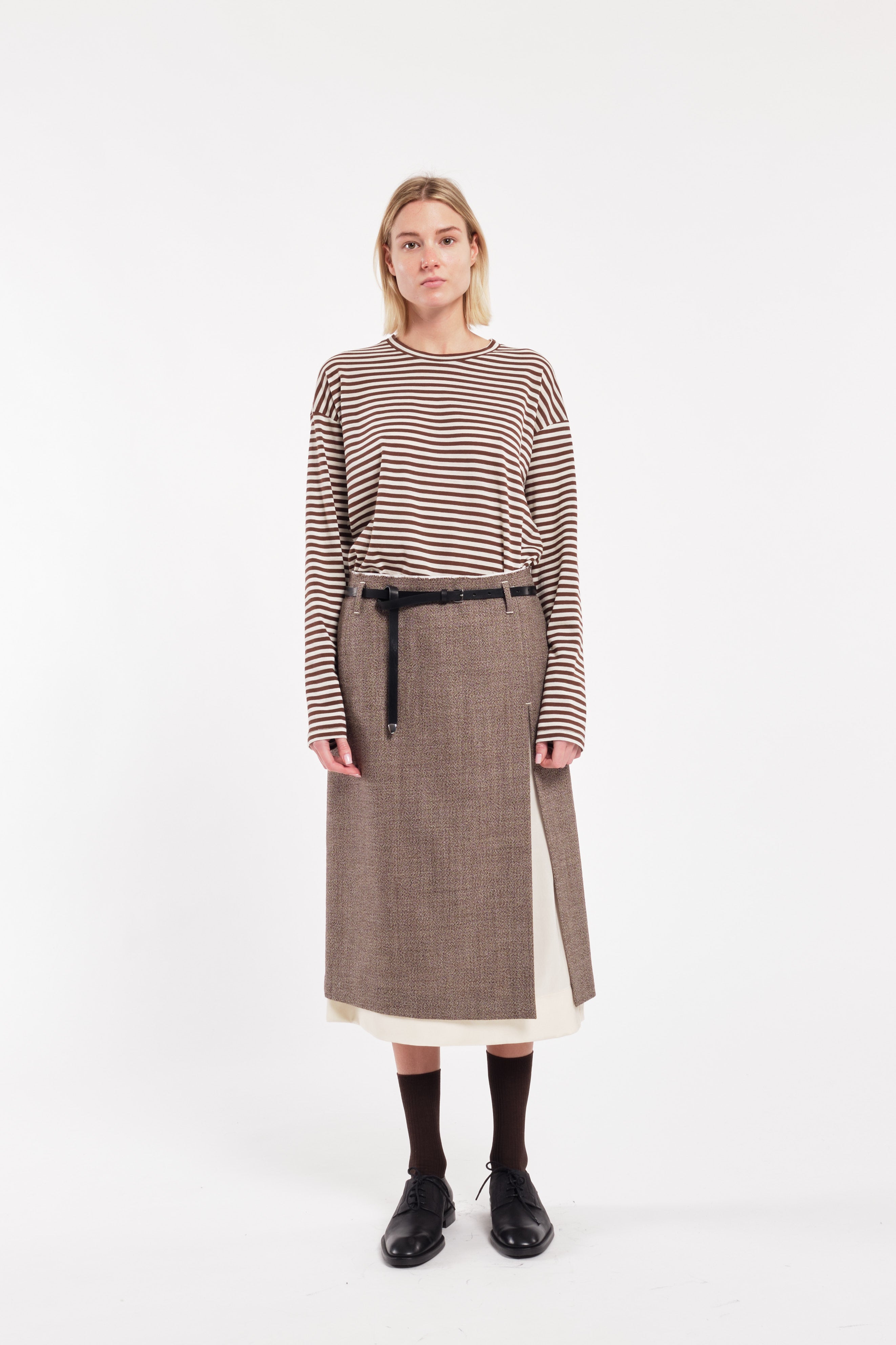 Relaxed Fit Long Sleeve Crew Neck Marinière T-Shirt