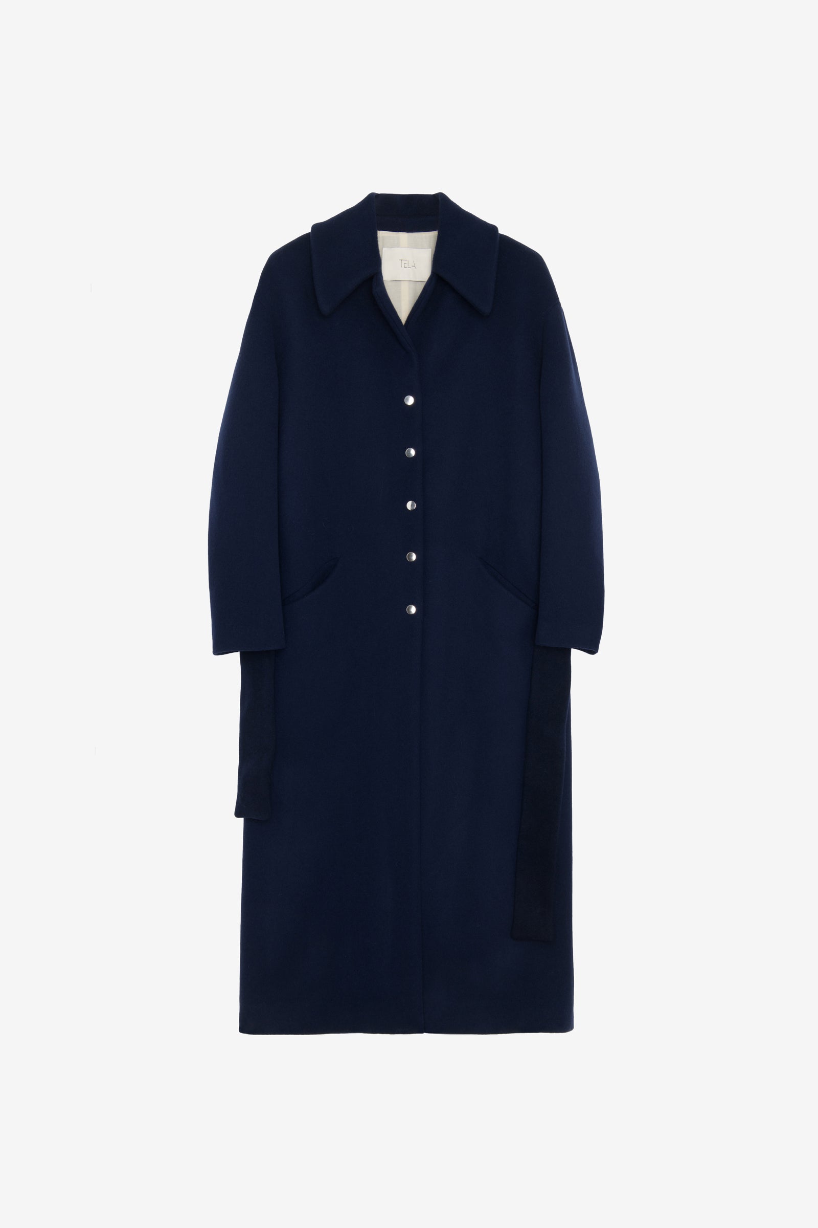 Blue Buttoned Wool Coat