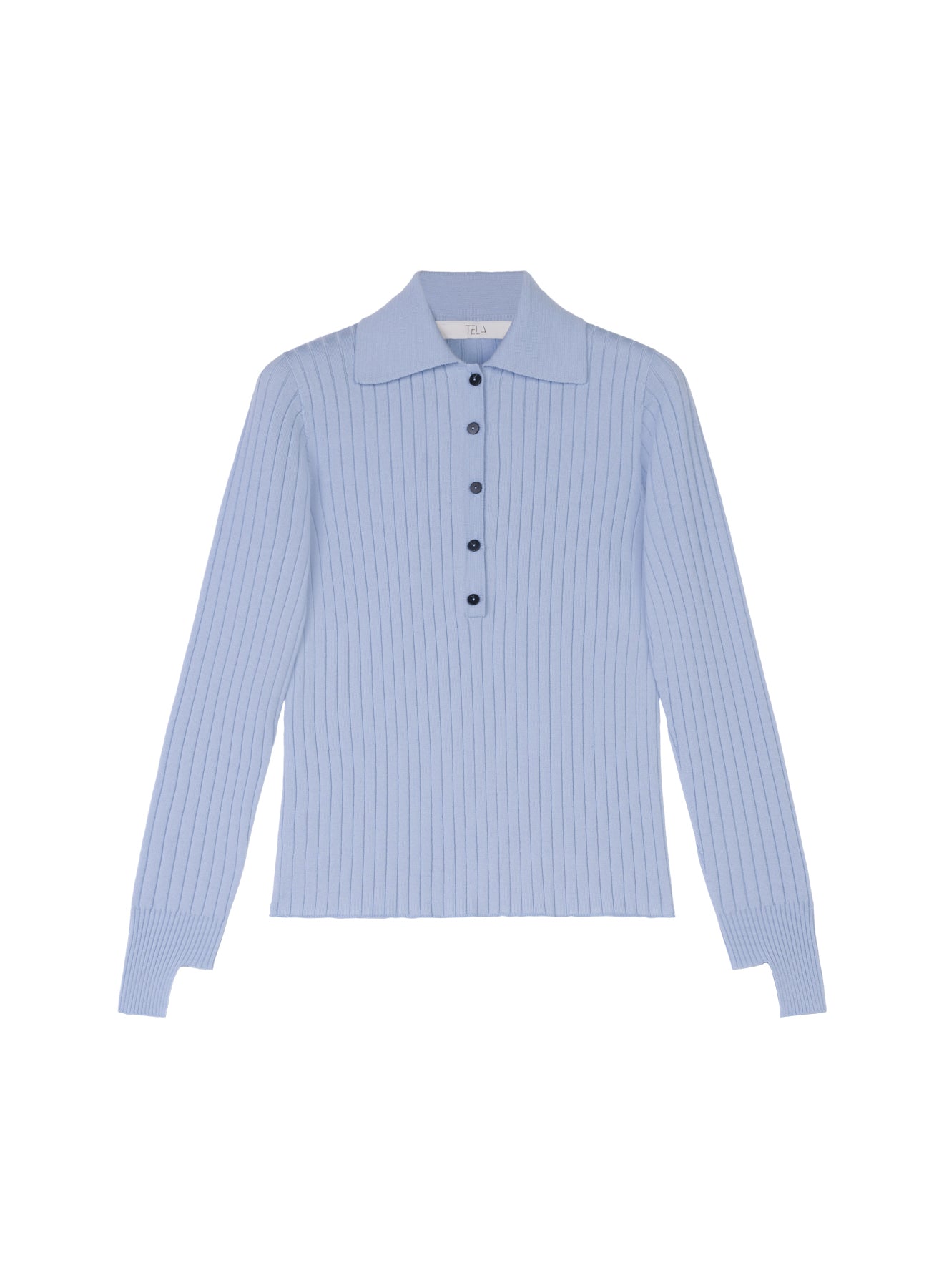 Polo a coste in lana merino