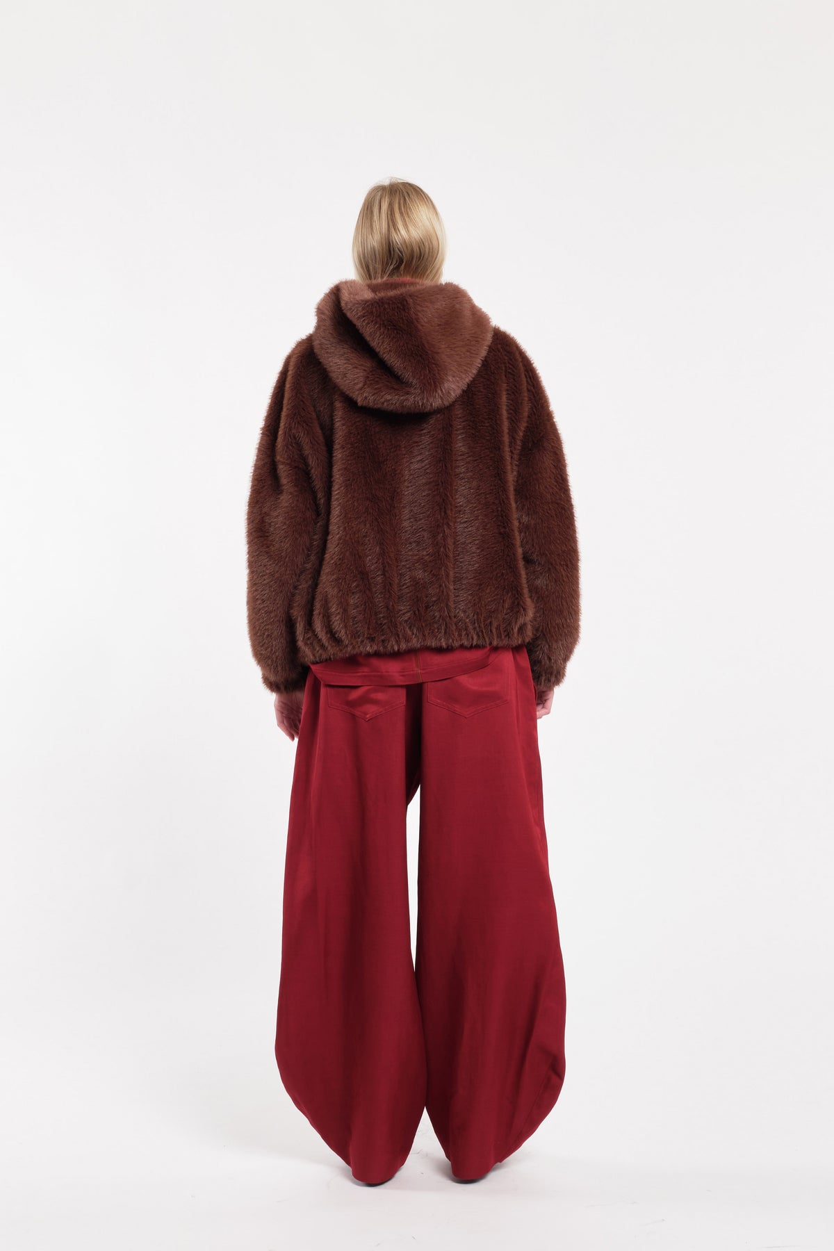 Brown Teddy Fur Jacket With Zip And Large Pockets