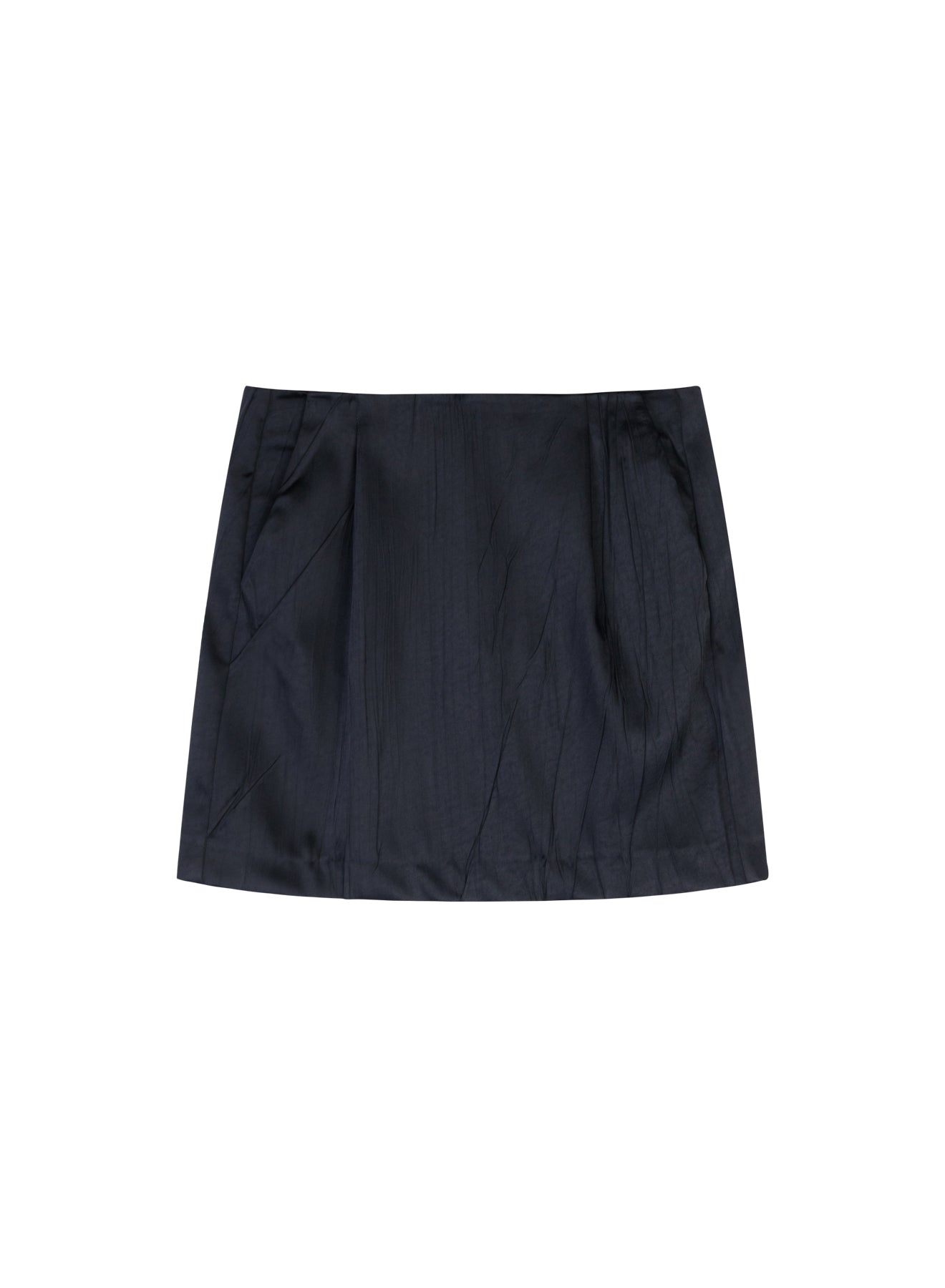 Black Crinkle Satin Mini Skirt