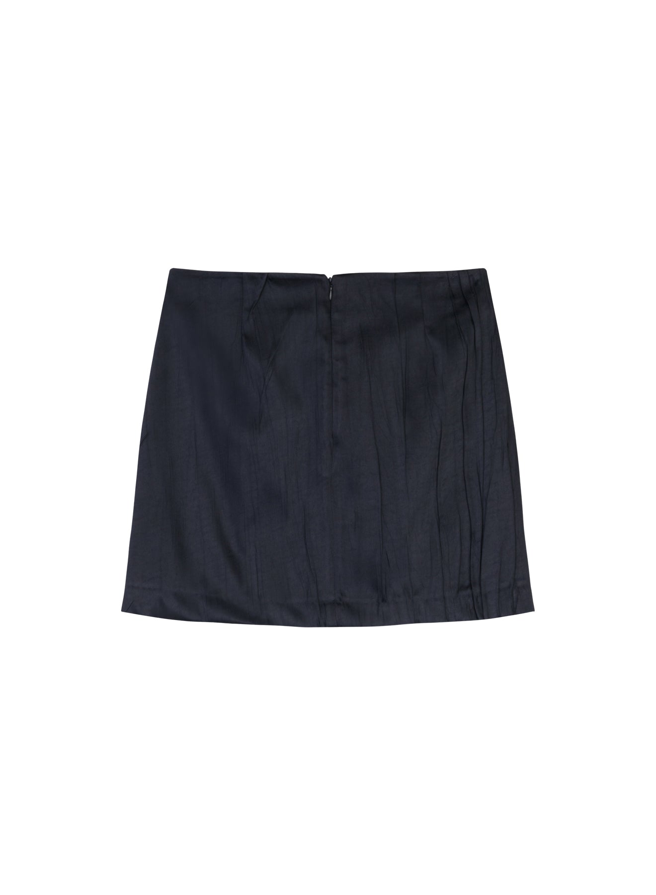 Black Crinkle Satin Mini Skirt