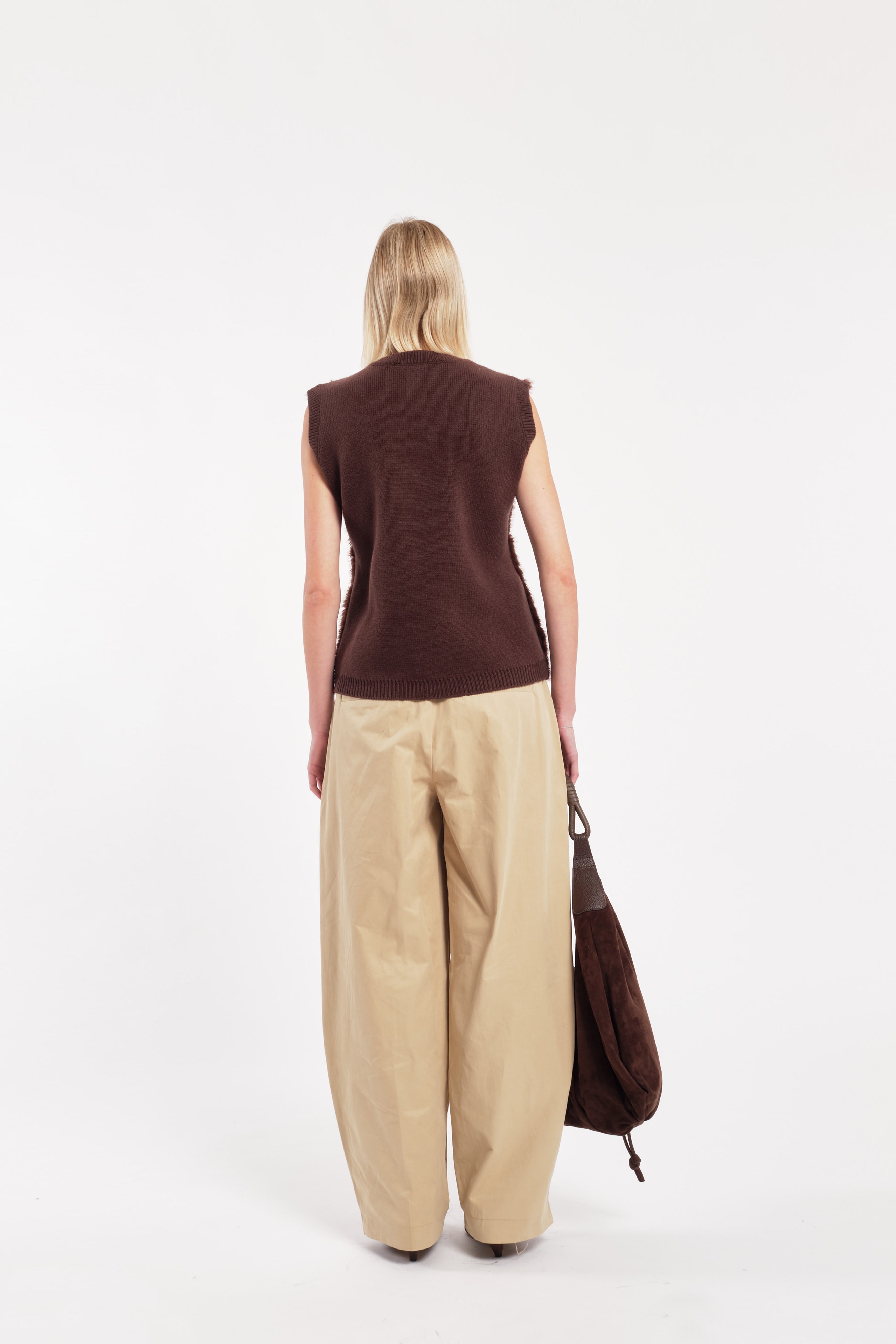 Brown Sleeveless Teddy Fur Top