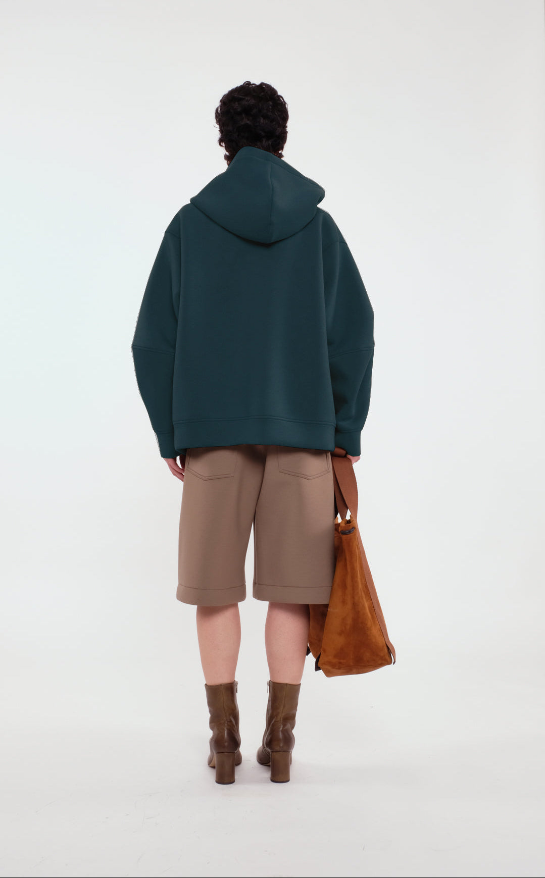 Soft Forest Green Zip-Up Hoodie In Scuba Jersey