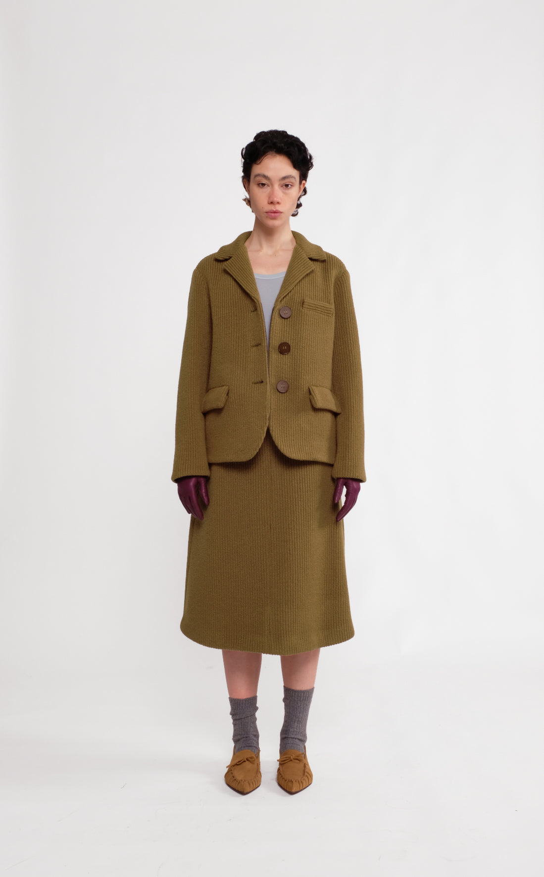 Olive Green Wool Knit Jacket