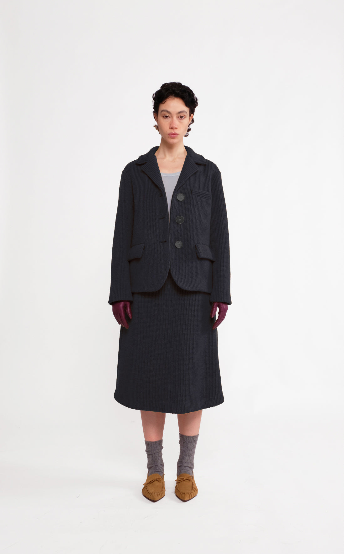 Charcoal Grey Wool Knit Jacket