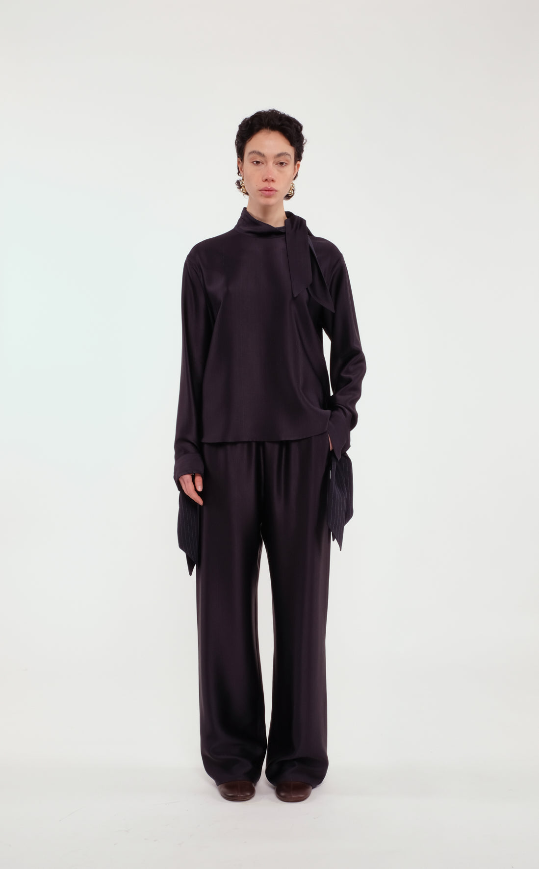 Fluid Pinstriped Blue Straight-Leg Trousers