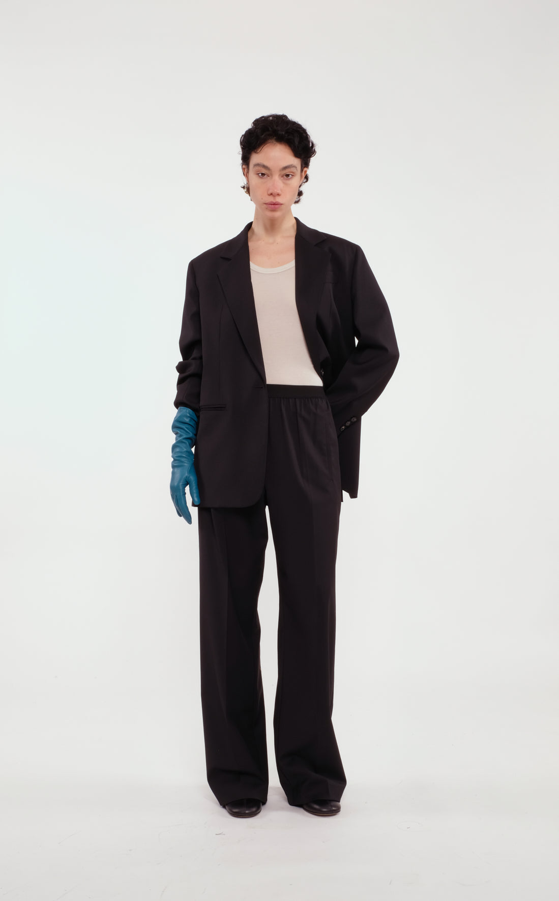 Black Technical Wool Regular-Fit Trousers With Elasticated Waist