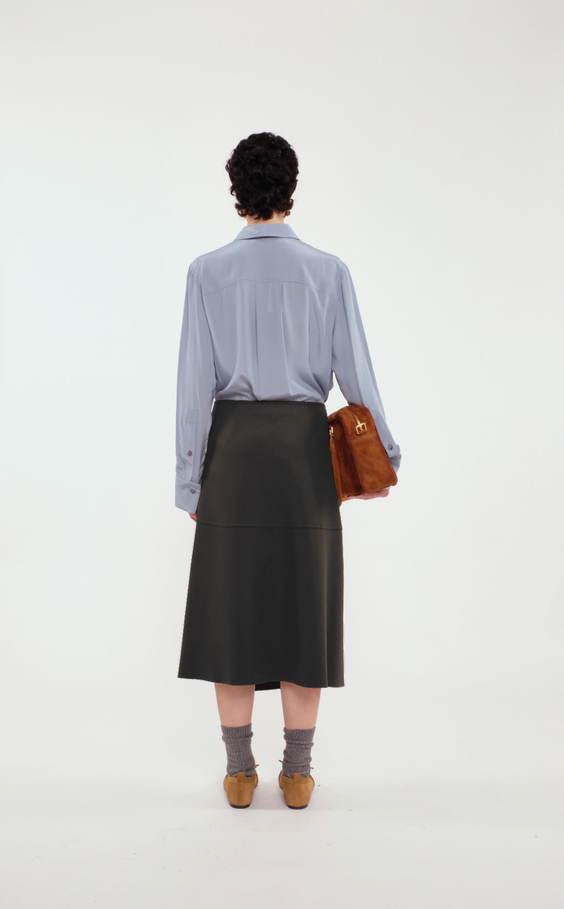 Black Asymmetric Skirt In Solid Wool With Side Zipper