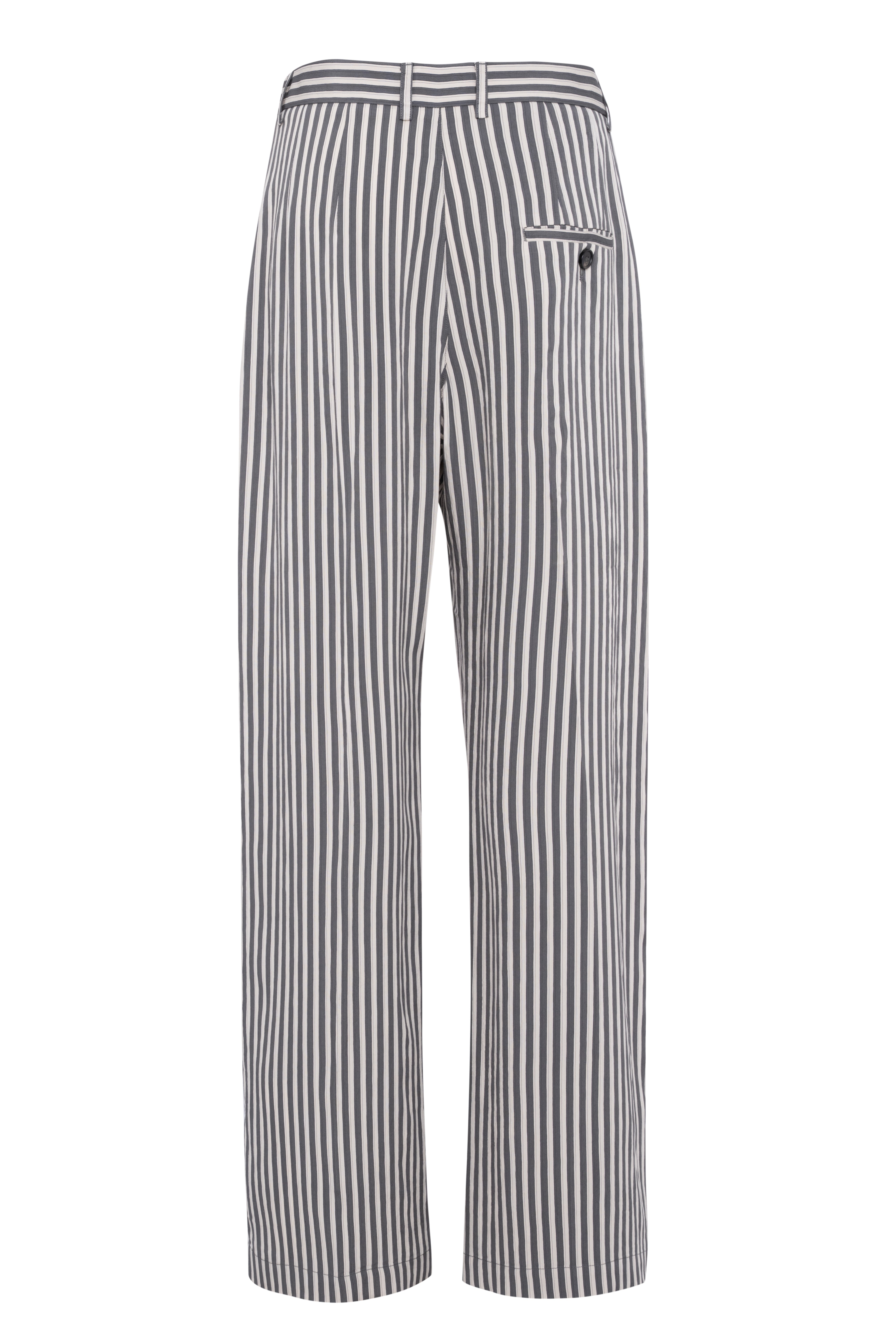 Straight-Leg Vertical-Stripe Viscose Trousers In Shades Of Grey And White