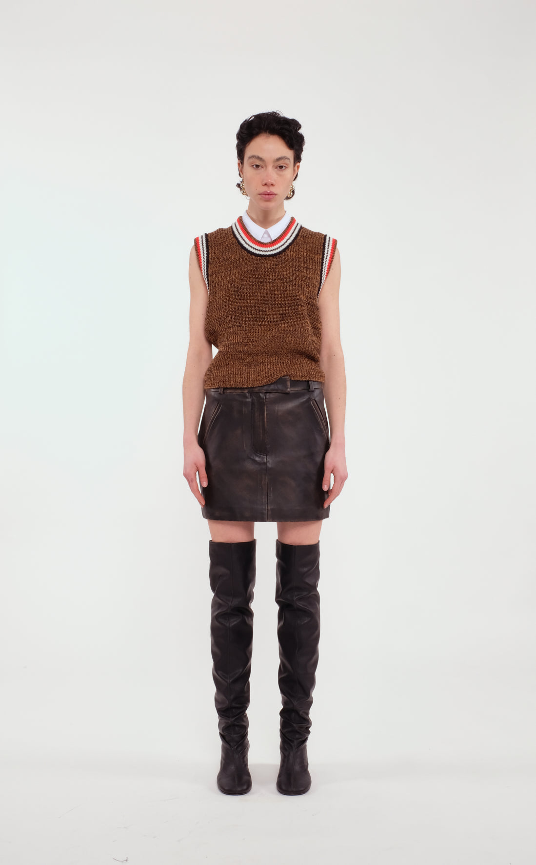 Brown Wool-Blend Vest