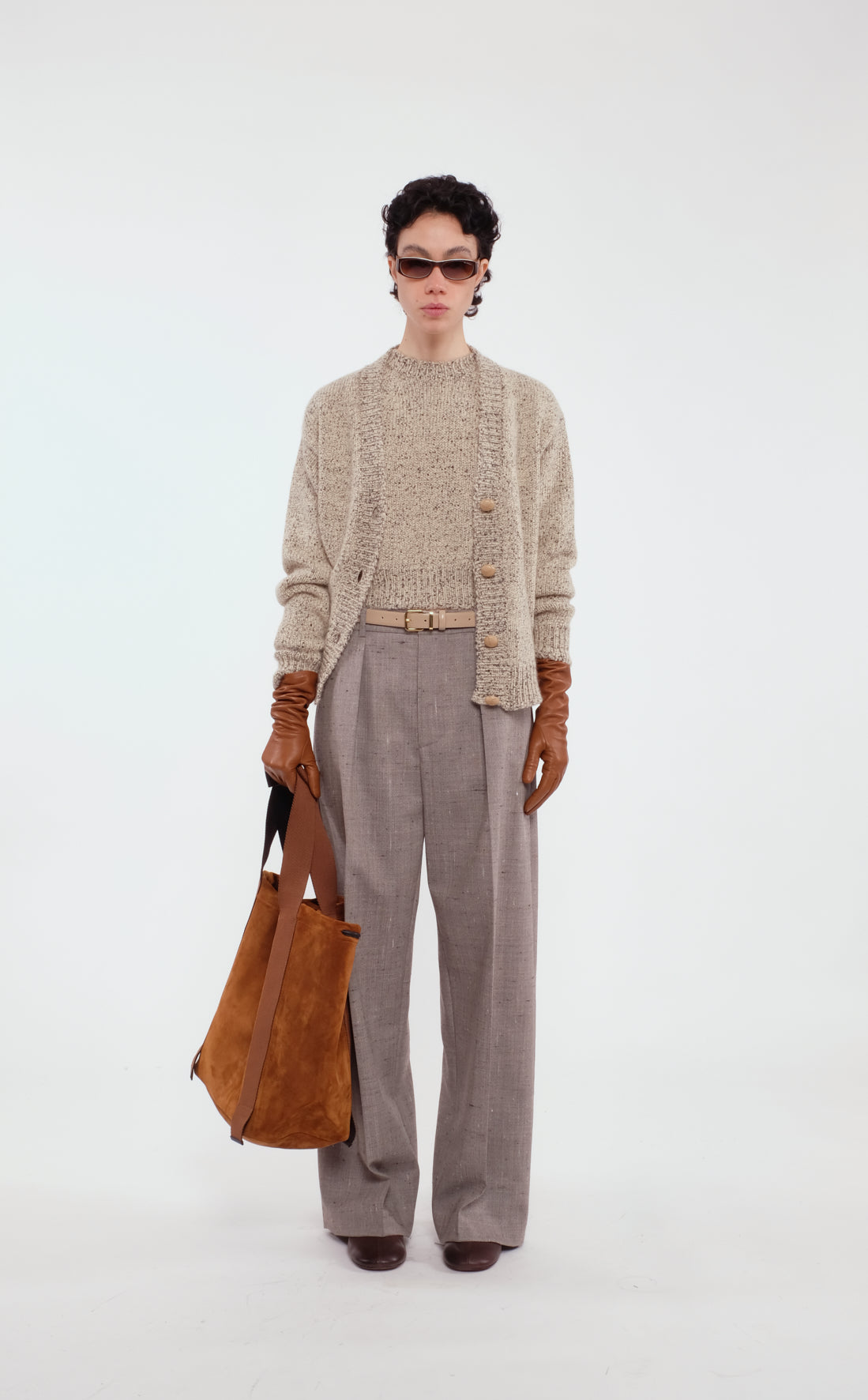 Short-Sleeved Bicolor Wool Sweater