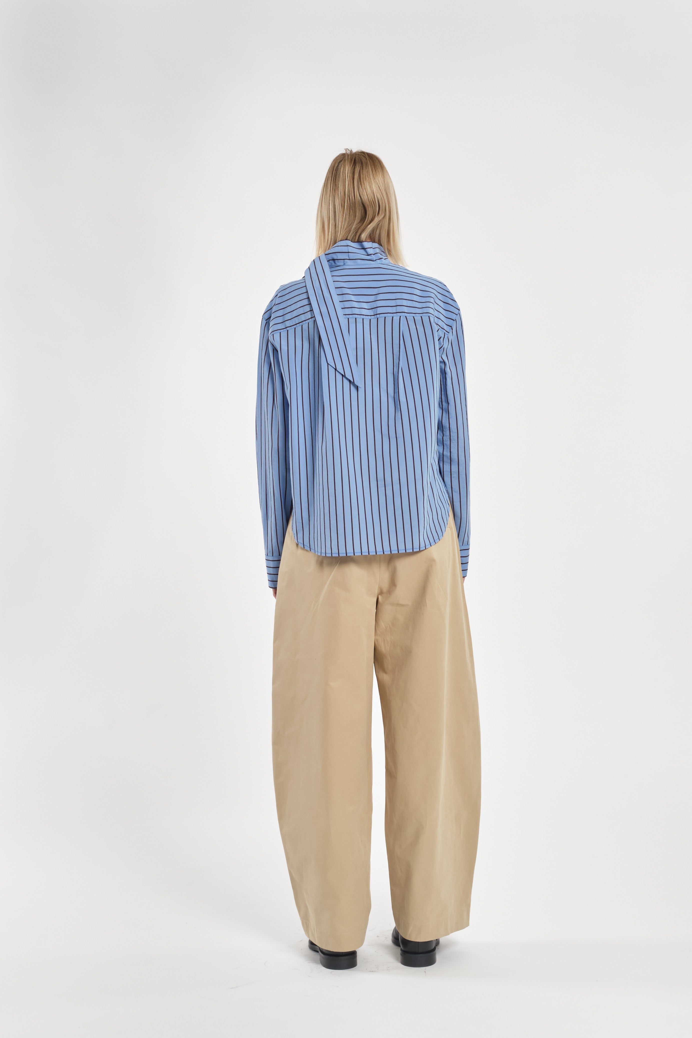 Striped Cotton Blouse With Tie Neck Detail