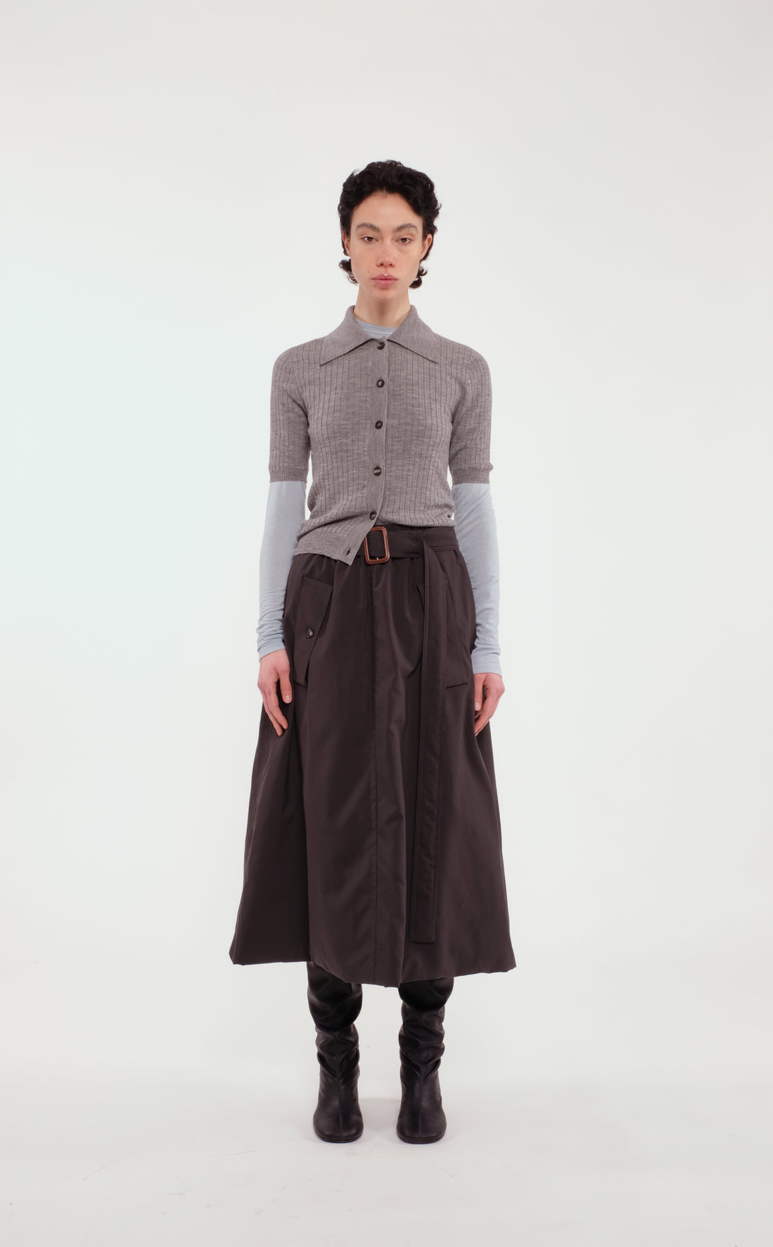 Long Wide Nylon Skirt