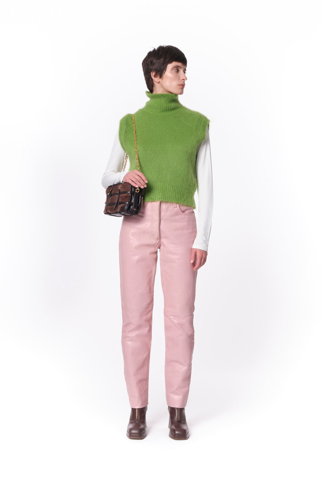 Pastel Pink Leather Trousers